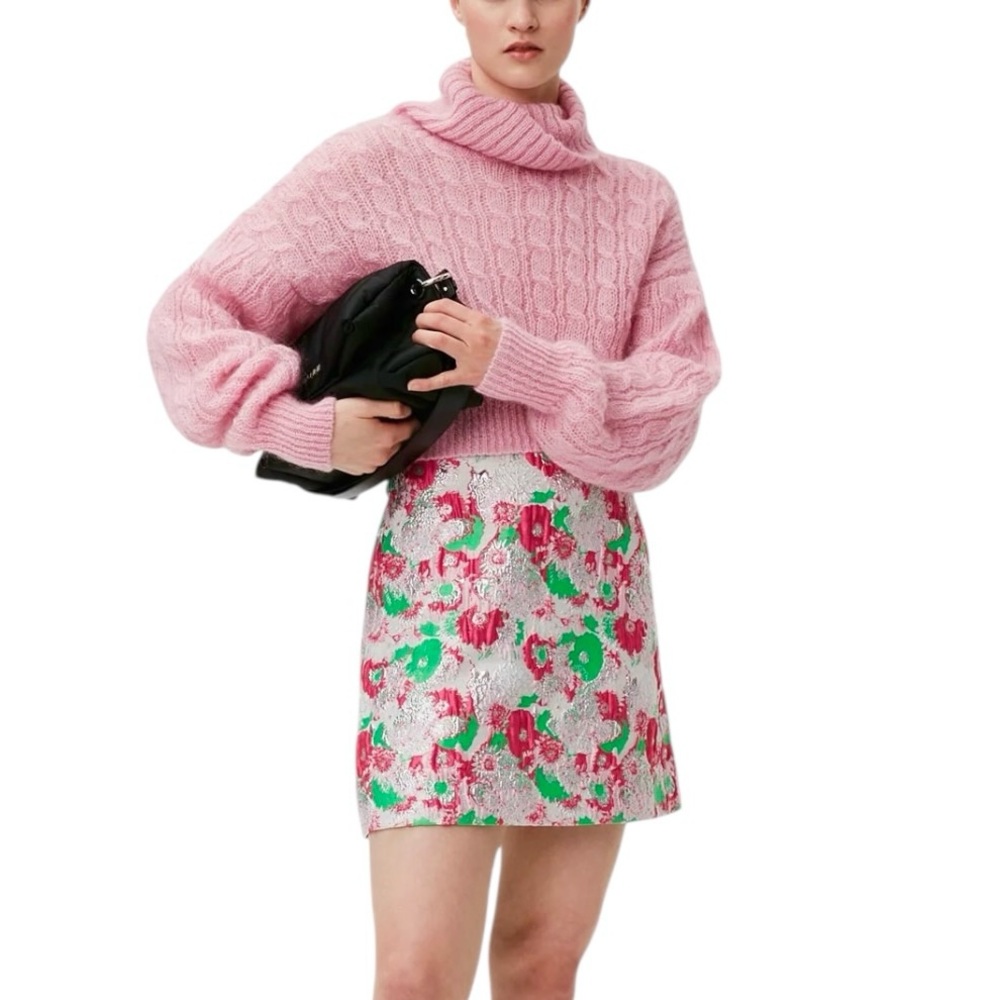 GANNI 3D Jacquard Mini Skirt in Sugar Plum